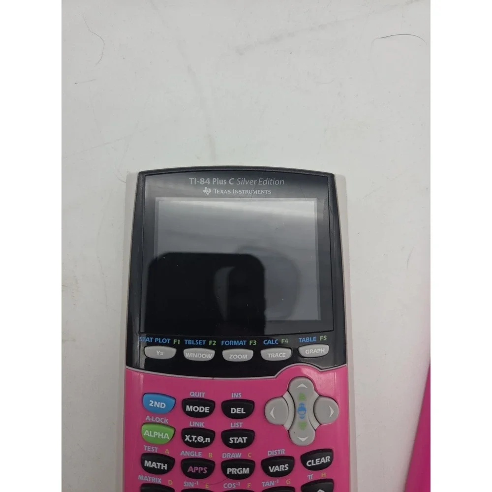 TI-84 Plus C Silver Edition Pink Calculator Tested With cover and Cord - WORKS
